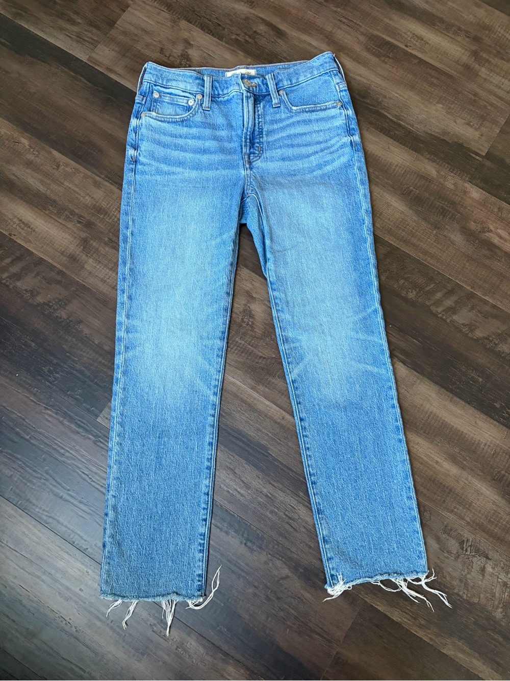 Madewell Light Blue Straight-Leg Jeans with Raw Hem
